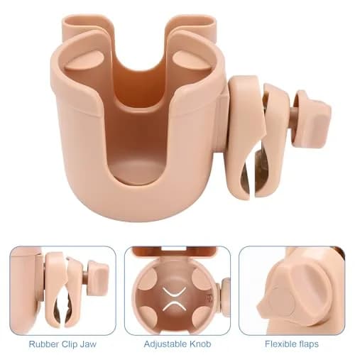 Accmor Stroller Cup Holder with Phone Holder, Universal Fit, 0.55–1.7 in Clamp, Durable ABS | Fits Uppababy, Graco, Bugaboo, Nuna thumbnail 5