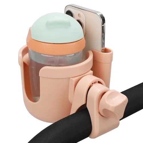Accmor Stroller Cup Holder with Phone Holder, Universal Fit, 0.55–1.7 in Clamp, Durable ABS | Fits Uppababy, Graco, Bugaboo, Nuna thumbnail 2