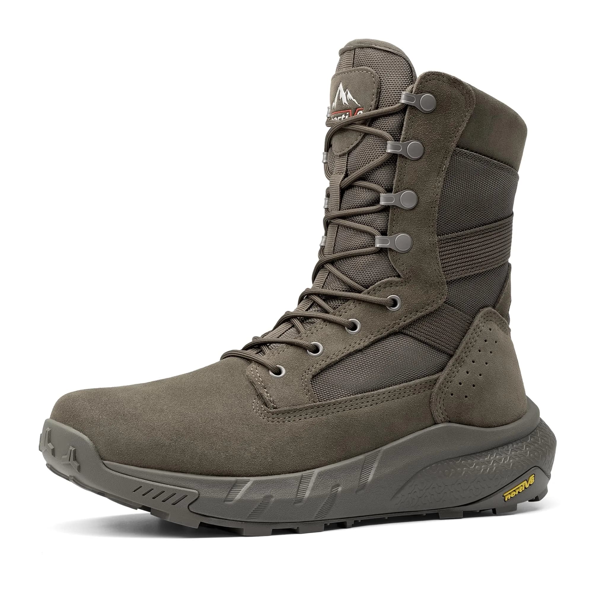 NORTIV 8 Men's Olive Tactical Military Boots, 11 US (28.1cm) | Side Zip Breathable Work & Hiking Footwear