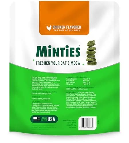 Minties Dental Treats for Cats, Chicken Flavored, 40oz (Pack of 2) | USA-Made Oral Care for Healthy Gums & Fresh Breath thumbnail 7