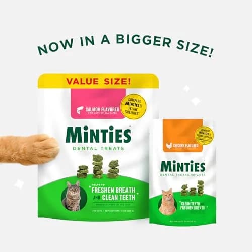 Minties Dental Treats for Cats, Chicken Flavored, 40oz (Pack of 2) | USA-Made Oral Care for Healthy Gums & Fresh Breath thumbnail 2
