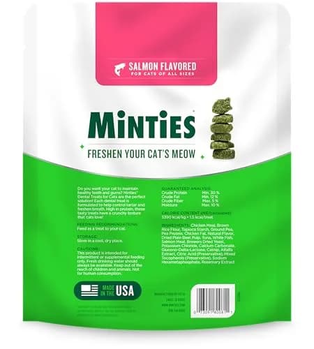 Minties Dental Treats for Cats Salmon Flavor | 20 oz (567 g) | Pack of 2 | Freshens Breath & Controls Tartar thumbnail 7