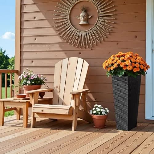 Devoko Resin 23.6'' Tall Planters Set of 2 | Modern Outdoor Taper Planters with Drainage thumbnail 5