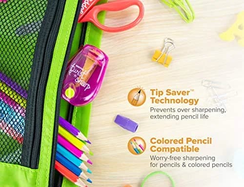 Bostitch Twist-n-Sharp Pencil Sharpener, Kids & Colored Pencils, Pink | Customizable Point & Tip Saver Technology thumbnail 6