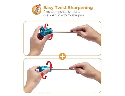 Bostitch Twist-n-Sharp Handheld Pencil Sharpener for Kids, Blue | Adjustable Tip Saver & Ratchet Technology thumbnail 5