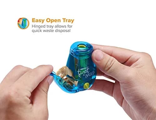 Bostitch Twist-n-Sharp Handheld Pencil Sharpener for Kids, Blue | Adjustable Tip Saver & Ratchet Technology thumbnail 3