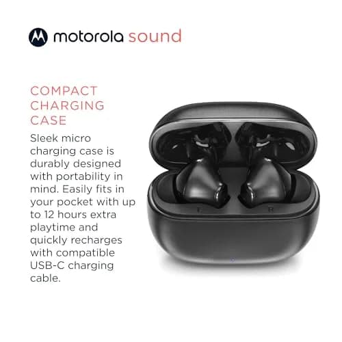 Motorola Sound Moto Buds 125 True Wireless Earbuds Black | IPX5 Waterproof, Bluetooth 5.2, 17 Hrs Total Playtime thumbnail 6