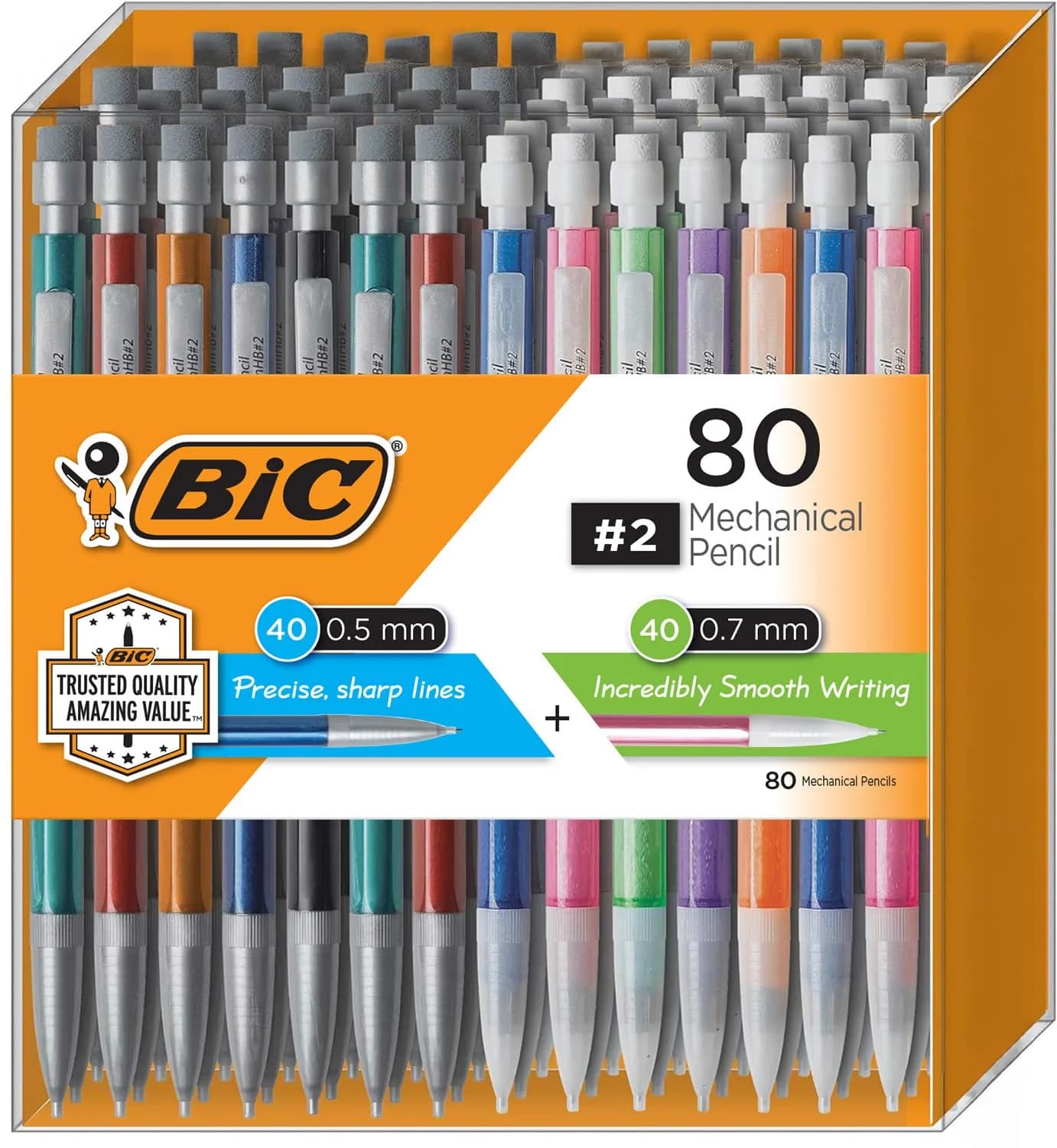 BIC Mechanical Pencils #2 XtraSmooth, 0.5mm & 0.7mm, Pack of 80 | Smooth Writing, Fade-Resistant, Acid-Free