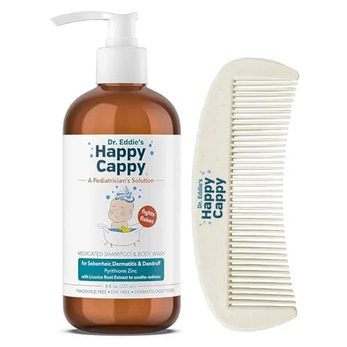 Happy Cappy Medicated Shampoo and Body Wash with Comb, 237ml (8 fl oz) | Dermatologist Tested for Baby Dandruff thumbnail 1