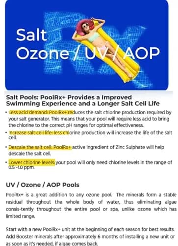 poolrx Pool Spa Water Treatment 4-Unit Pack | Up to 6-Month Algae Control for 5K-7.5K Gallons thumbnail 7
