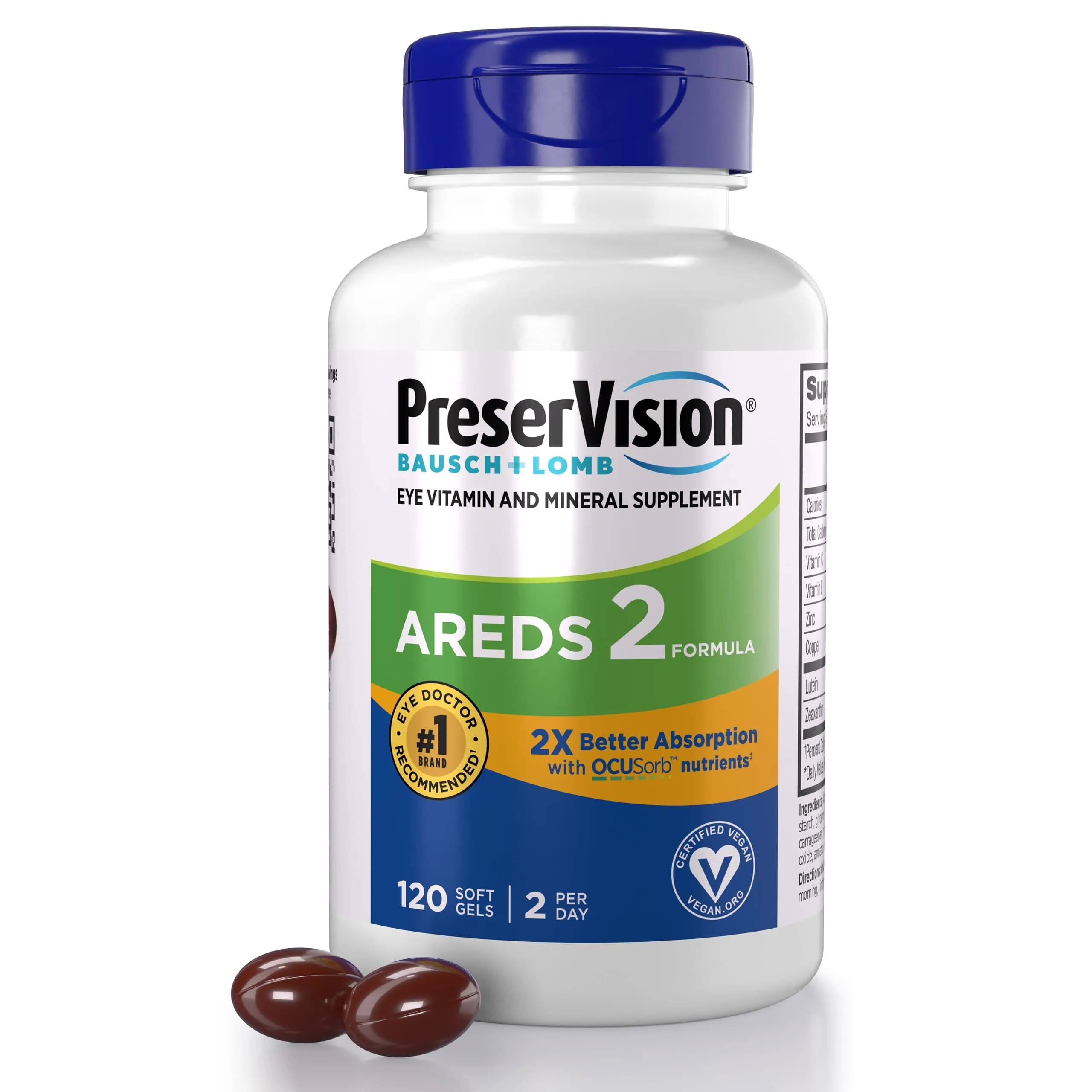 PreserVision AREDS 2 Eye Vitamins OCUSorb Formula 120 Softgels | Clinically Proven AREDS2 Formula for Eye Health