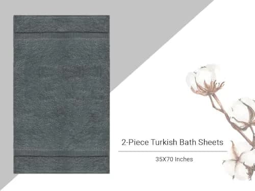 Towel Bazaar Premium Turkish Cotton Bath Sheets 35x70 Inches (2-Pack, Dark Gray) | Wraps Fully Around thumbnail 5