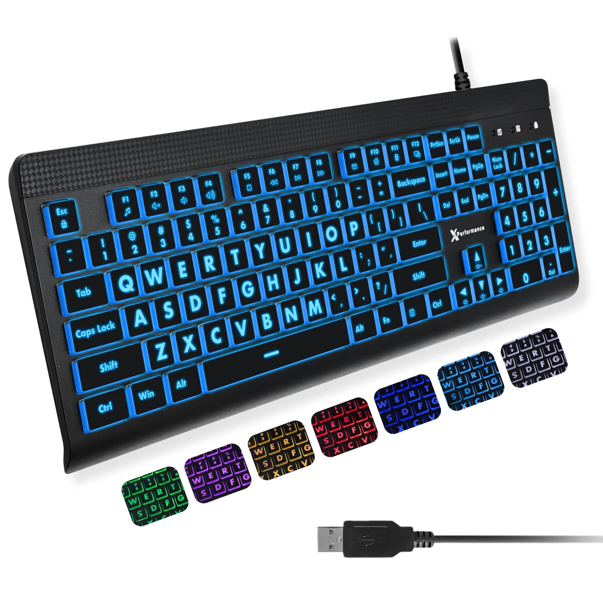 X9 Performance Large Print Backlit Keyboard | Oversized Big Letters for Seniors & Beginners - main product image