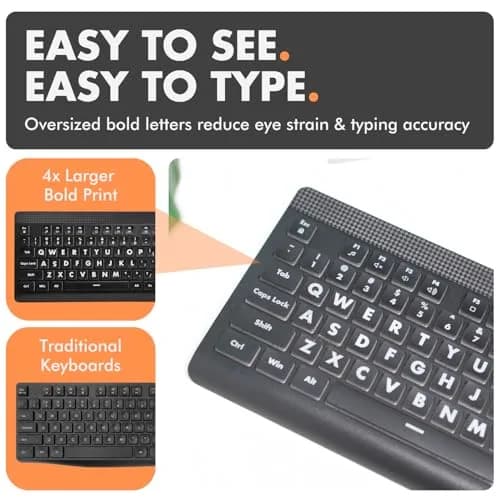 X9 Performance Large Print Backlit Keyboard | Oversized Big Letters for Seniors & Beginners thumbnail 2
