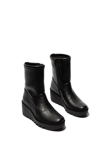 FLY London Womens Boik602Fly Black 7-7.5 | Unique wedge heel style, waterproof leather, Portugal-made thumbnail 3
