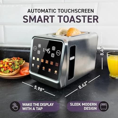 Nostalgia Inspirex Touch Screen Toaster - 2 Slice Extra-Wide Slots | 5 Bread Types & 6 Browning Levels thumbnail 2