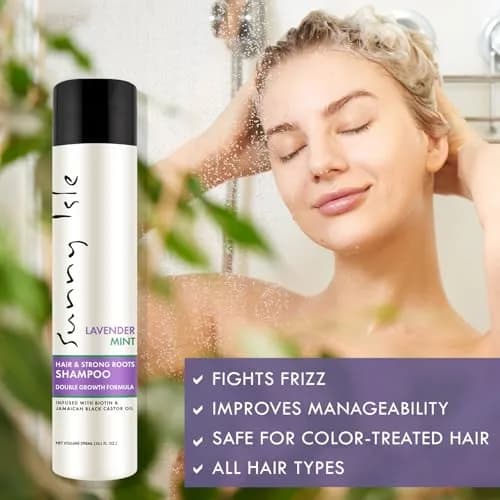 Sunny Isle Lavender Mint Hair & Strong Roots Shampoo 10.1oz | Nourishes & Strengthens Hair, Infused with Jamaican Castor Oil thumbnail 3