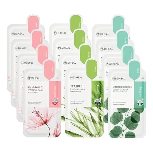 MEDIHEAL Sheet Mask Essential HERO 12 Pack | Collagen, Tea Tree, Madecassoside | All Skin Types thumbnail 1