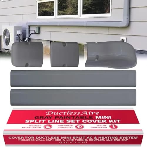 DuctlessAire Mini Split Line Set Cover - Paintable Kit (Gray, 4" x 14 ft.) | Protects AC Lines & Tubing thumbnail 1