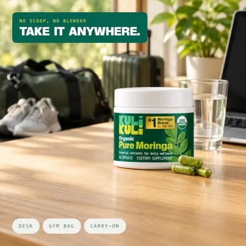 Kuli Kuli Organic Moringa Capsules 1000mg | Pure Leaf Supplement, 60 Count, Vegetarian, USDA Organic thumbnail 5