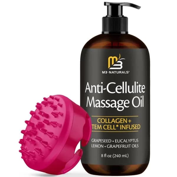 M3 Naturals Sore Muscle Massage Oil & Lymphatic Drainage Massager Kit 240ml (8 fl oz) | Doctor Recommended — Anti Cellulite Massage Oil