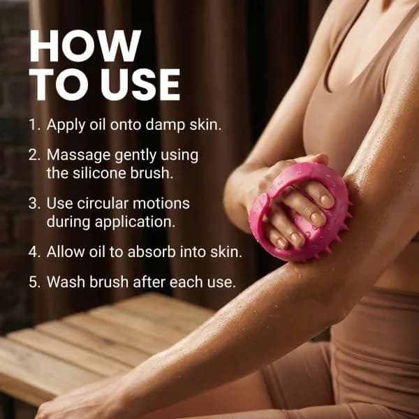 M3 Naturals Anti Cellulite Massage Oil 8 fl oz (237ml) with Silicone Body Brush Kit | Collagen & Stem Cell Infused thumbnail 17