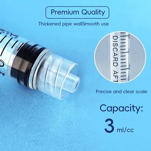 ZWCP 3mL Luer Lock Syringe (No Needle) - Sterile, Individually Wrapped, Pack of 20 | Accurate Liquid Measurement thumbnail 4