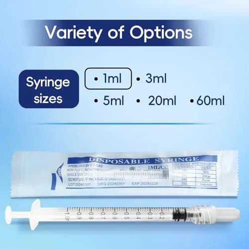 ZWCP 1ml Luer Lock Syringes without Needle - Sterile, Pack of 30 | Individually Wrapped, Leak-Proof Design, Accurate Liquid Measurement thumbnail 4