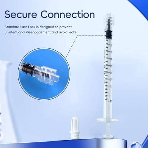 ZWCP 1mL Luer Lock Syringe (No Needle) Pack of 50 | Sterile, Individually Wrapped, Leak-Proof thumbnail 2