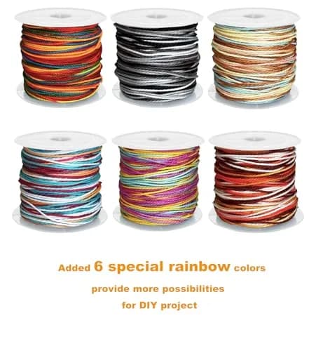 Phinicco 40 Colors 1mm Waxed Polyester Cord Bracelet Cord 900m (2953 ft) | Water-Resistant & Durable for Jewelry Making thumbnail 2