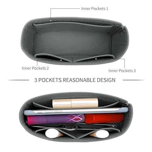 LOUKAYCCI Felt Mini Organizer Insert for Longchamp XS Bag | Compact & Multi-Compartment thumbnail 6