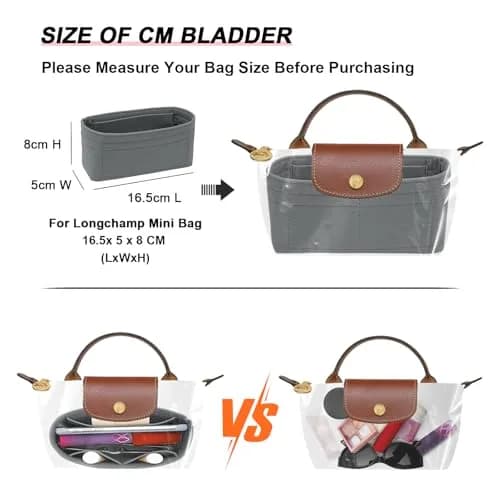 LOUKAYCCI Felt Mini Organizer Insert for Longchamp XS Bag | Compact & Multi-Compartment thumbnail 3