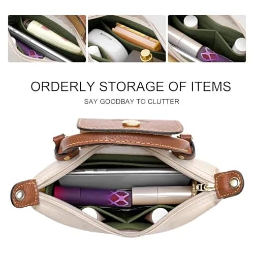 LOUKAYCCI Felt Mini Organizer Insert for Longchamp XS Bag, Green | 16.5cm (6.5") L x 5cm (2") W x 8cm (3.2") H thumbnail 4