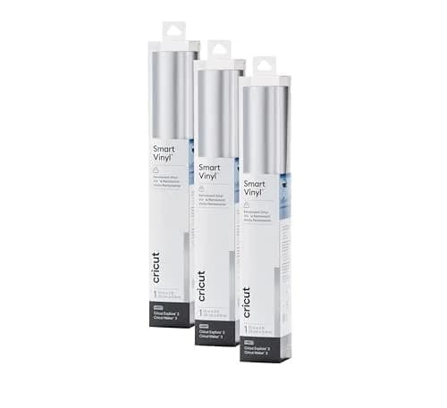 Cricut Smart Permanent Vinyl, Matte Metallic (Silver) | 3-Pack of 3ft Rolls (13"x36") - Matless Cutting thumbnail 1