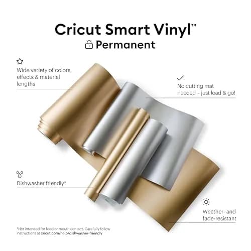 Cricut Smart Permanent Vinyl, Matte Metallic (Silver) | 3-Pack of 3ft Rolls (13"x36") - Matless Cutting thumbnail 2