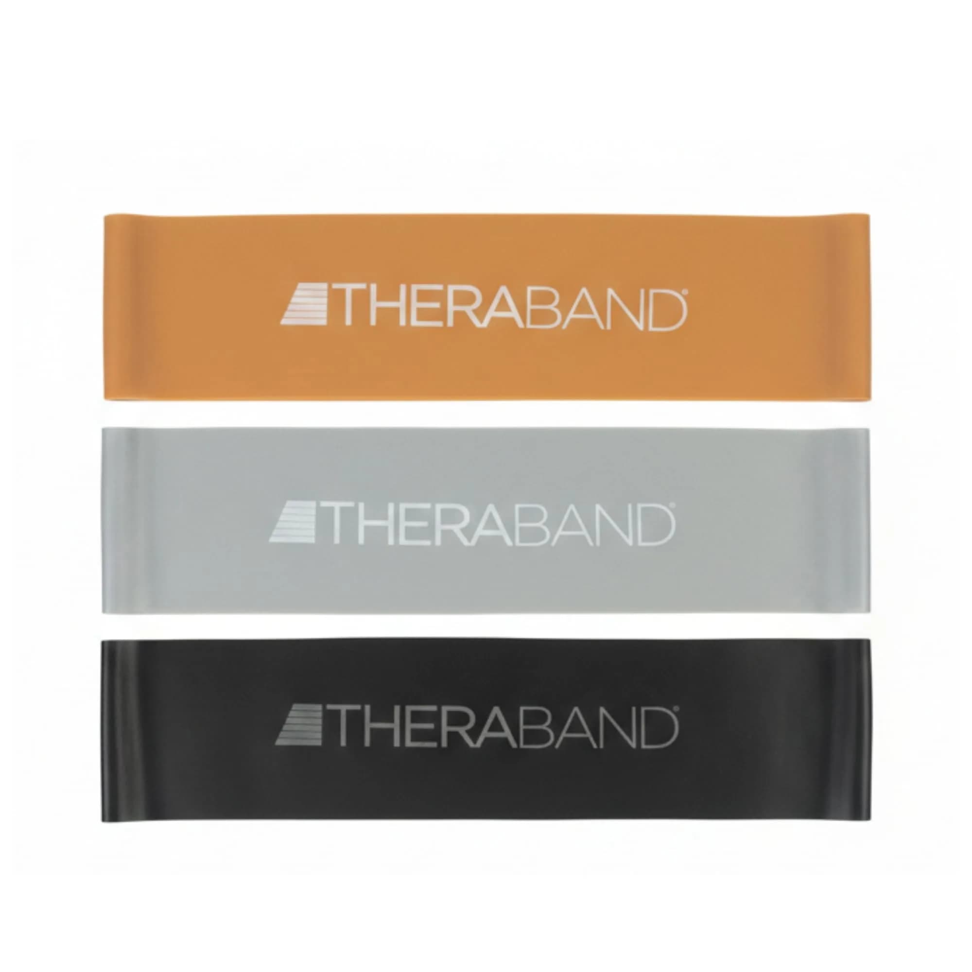 THERABAND Resistance Band Loop Set of 3, 12" (30.48 cm) Black/Silver/Gold | Advanced Strength & Mobility Training