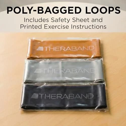 THERABAND Resistance Band Loop Set of 3, 12" (30.48 cm) Black/Silver/Gold | Advanced Strength & Mobility Training thumbnail 9