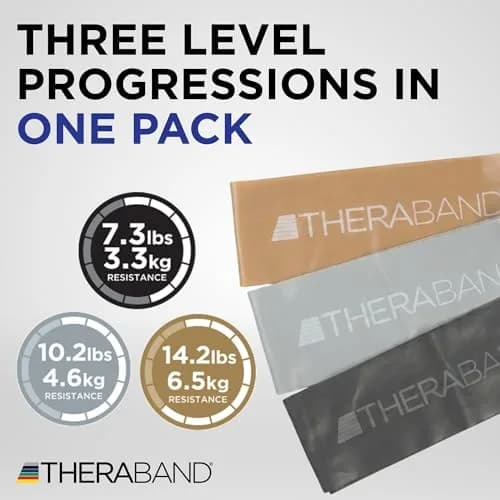 THERABAND Resistance Band Loop Set of 3, 12" (30.48 cm) Black/Silver/Gold | Advanced Strength & Mobility Training thumbnail 4