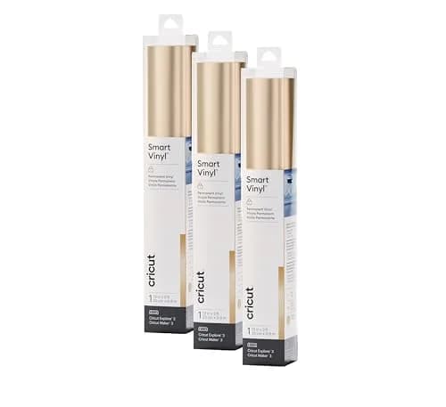 Cricut Smart Permanent Vinyl, Matte Metallic (Champagne) | 3 Rolls of 3ft (13"x36") - Matless Cutting thumbnail 1