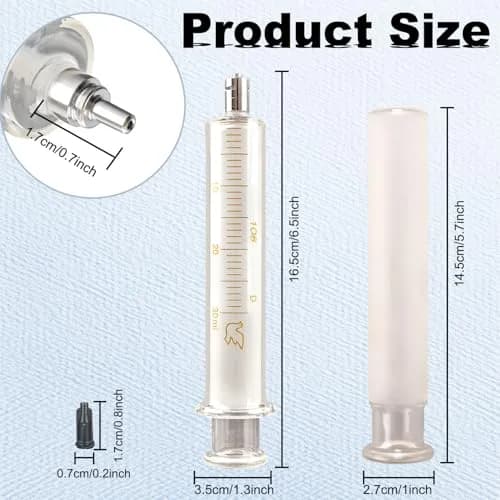 Jiaxix 30ml/cc Glass Syringe with Metal Head and Caps (2-Pack, 60ml Total) | Reusable, High-Temp Resistant, Clear Scale thumbnail 2