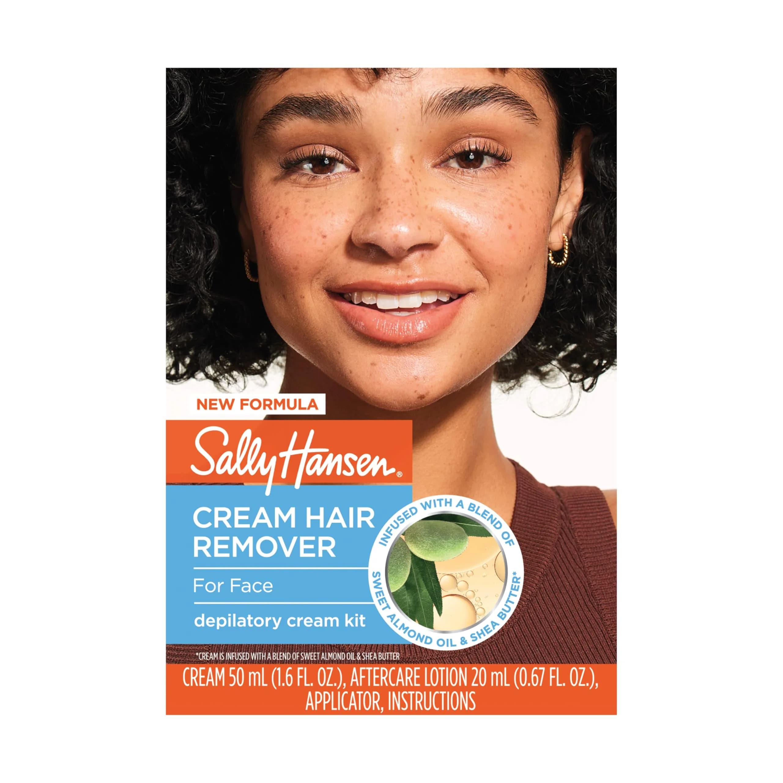Sally Hansen Cream Hair Remover for Face 50ml (1.7 Fl Oz) | Vegan Formula for Smooth Skin — Hair Removal Cream for Face