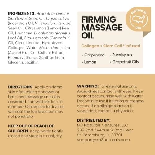 M3 Naturals Anti Cellulite Oil & Lymphatic Drainage Massager Kit | 8 fl oz (237 ml) | Smoother Skin thumbnail 4
