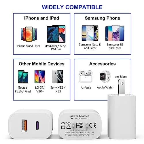iGENJUN 4 Pack USB C Charger Block 20W Dual Port | Fast Charging for iPhone & Android thumbnail 5