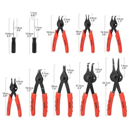 Toolwiz Snap Ring Pliers Set, 10 Pcs | Heavy Duty Circlip & Retaining Ring Tools for Automotive & DIY thumbnail 7