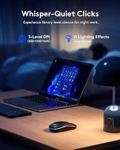 Samsers Foldable Keyboard and Mouse Combo with Backlit, Full-Size Portable Travel Keyboard & Rechargeable Wireless Mouse (Black) thumbnail 5