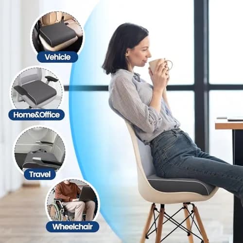 SweetSlubr Memory Foam Seat Cushion XL | Tailbone Pain Relief, Ergonomic Office Chair Pad thumbnail 4