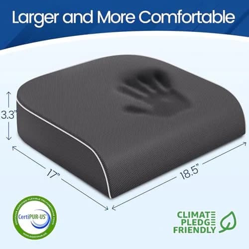 SweetSlubr Memory Foam Seat Cushion XL | Tailbone Pain Relief, Ergonomic Office Chair Pad thumbnail 2