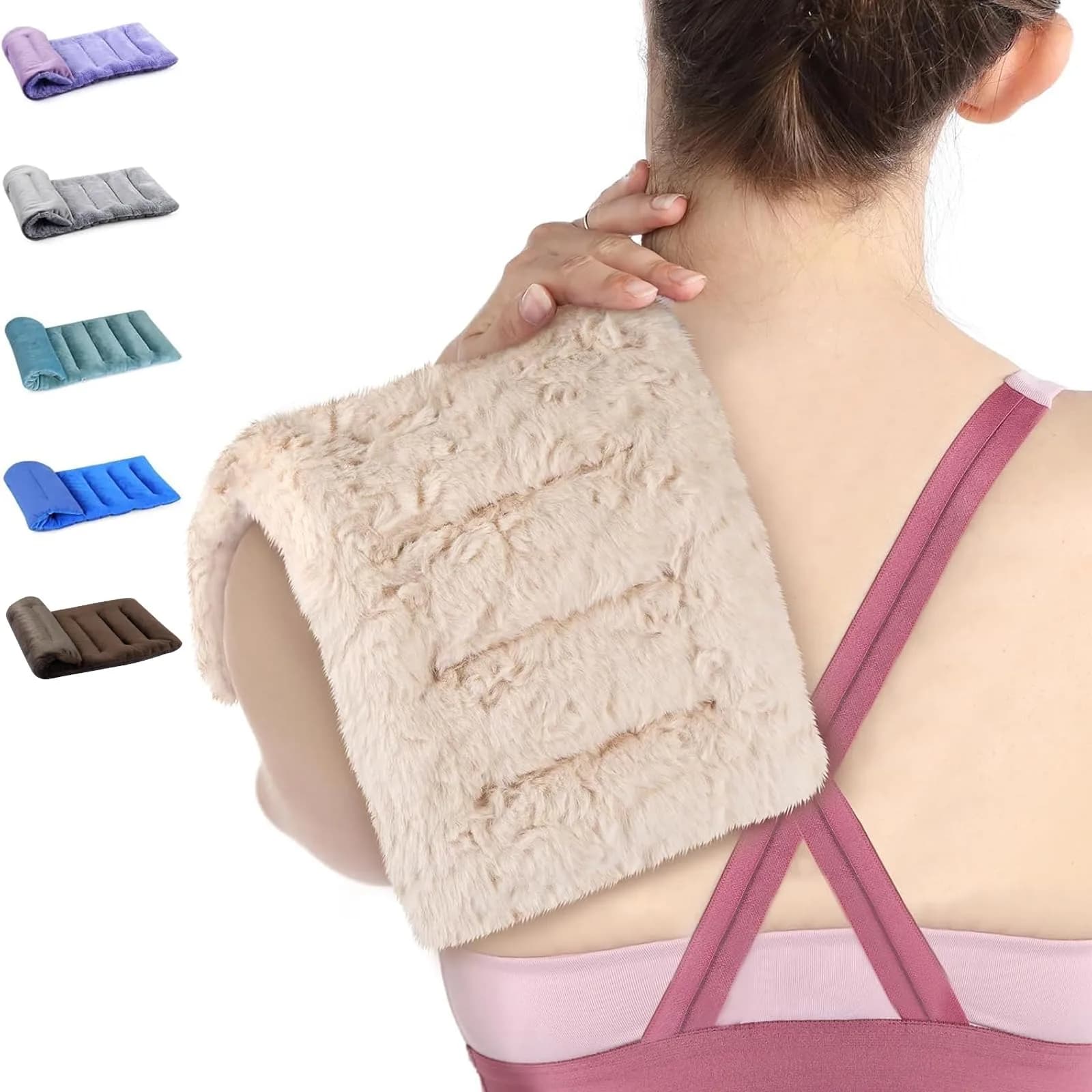 SuzziPad Microwave Heating Pad 7"X16" Beige | Moist Heat for Muscle Soreness & Fatigue