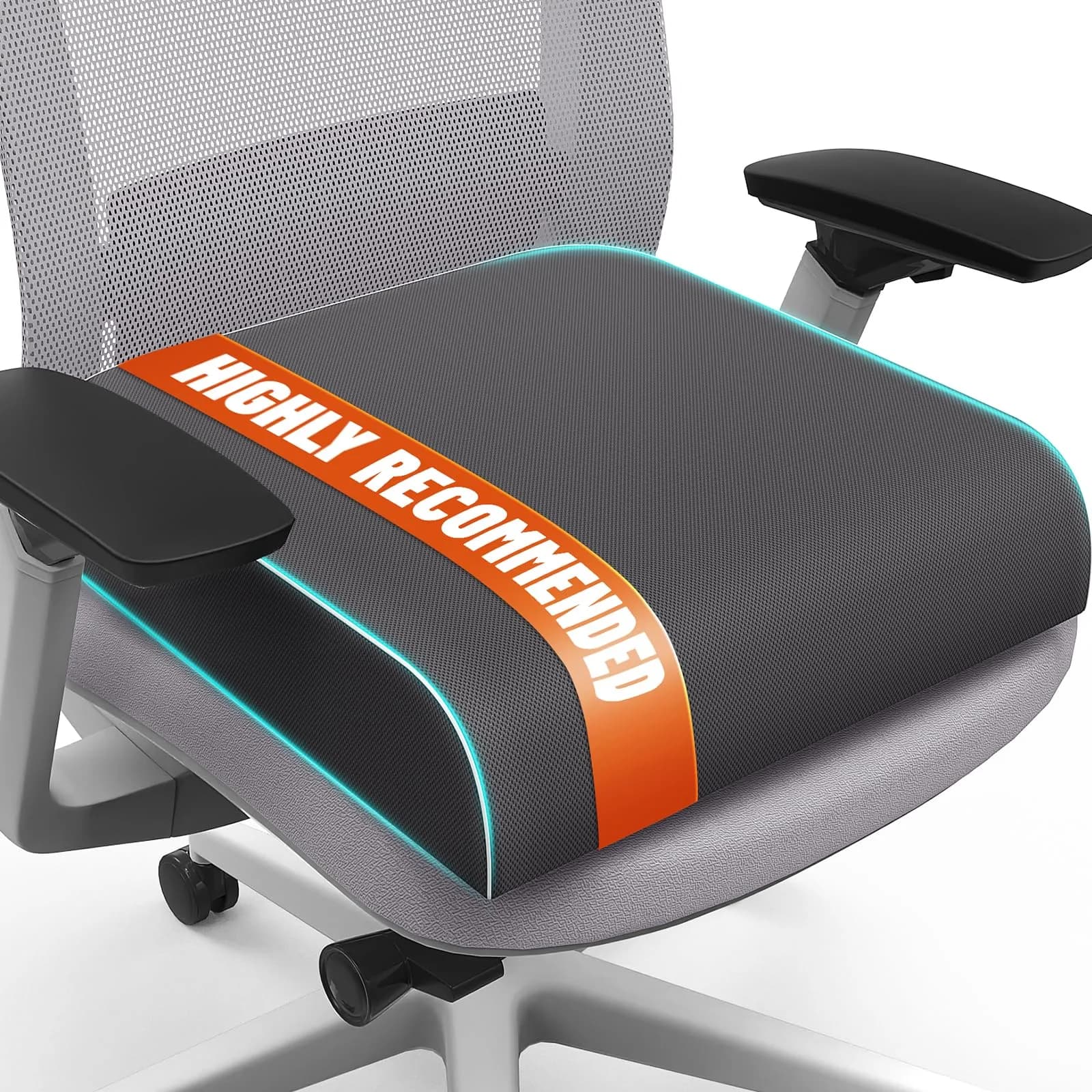 SweetSlubr Memory Foam Seat Cushion Large 41cm (16"x18") | Ergonomic Tailbone Pain Relief for Office, Car, Travel