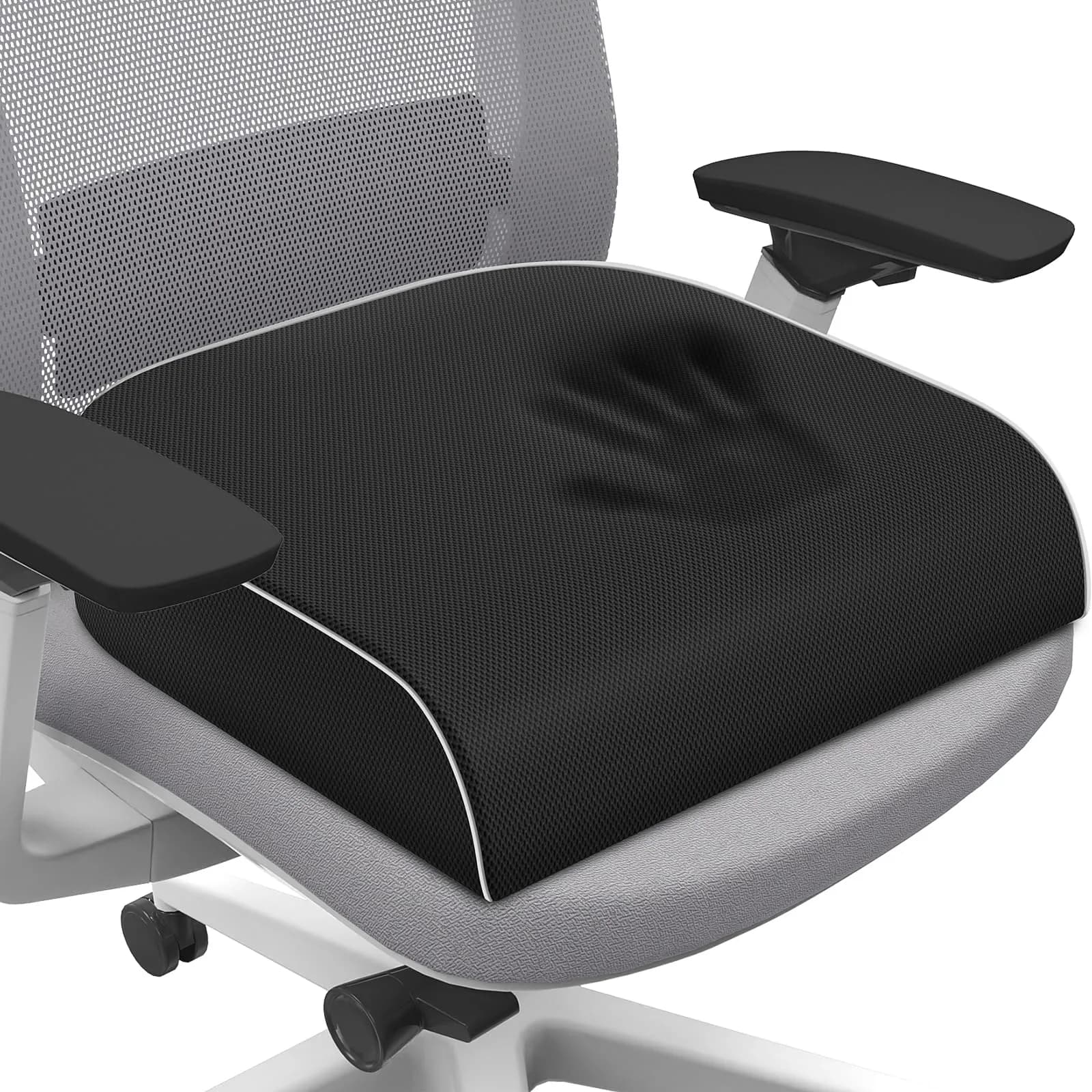 SweetSlubr Memory Foam Seat Cushion XL Black | Ergonomic Tailbone Pain Relief Pad - main product image